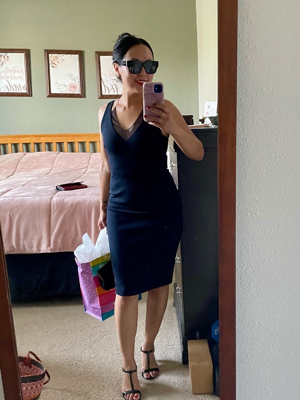 Bailey 44 Black V-Neck Sleeveless Midi Dress